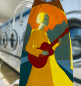 SurArt 81 Laundry Bag standing in a laundry room, demonstrating its capacious and sturdy build for heavy-duty use.